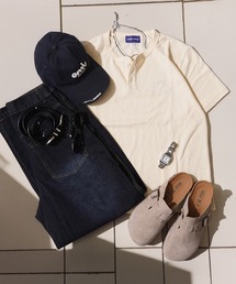 【STAYGOLD】 サーマル ヘンリーネック 半袖 Tシャツ / Thermal henley neck short sleeve T-shirt