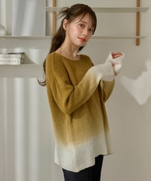 wool blend gradation knit /クルーネックウールブレンドグラデーションニット