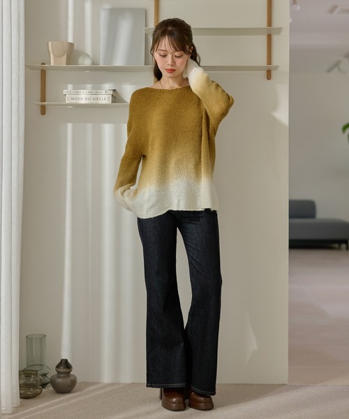 LAULEN(ローレン)の「wool blend gradation knit /クルーネックウールブレンドグラデーションニット(ニット/セーター・レディース・グレー/マスタード・FREE)」の10枚目の写真