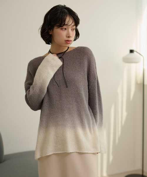 LAULEN(ローレン)の「wool blend gradation knit /クルーネックウールブレンドグラデーションニット(ニット/セーター・レディース・グレー/マスタード・FREE)」の11枚目の写真
