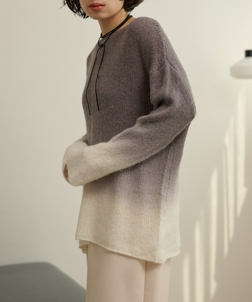 LAULEN(ローレン)の「wool blend gradation knit /クルーネックウールブレンドグラデーションニット(ニット/セーター・レディース・グレー/マスタード・FREE)」の12枚目の写真