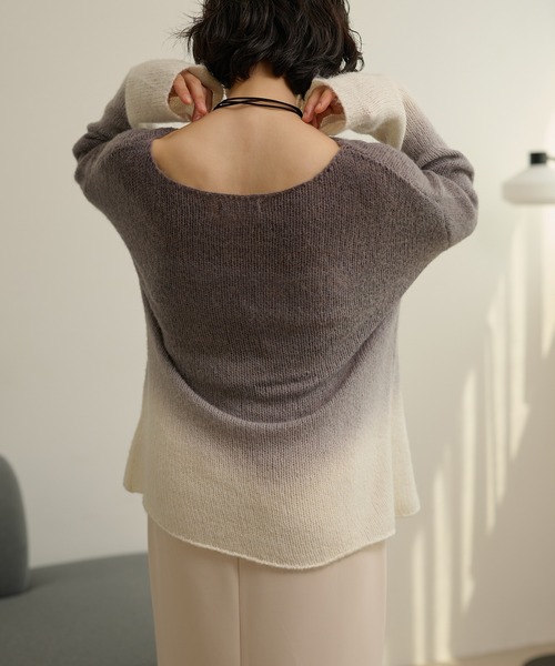 LAULEN(ローレン)の「wool blend gradation knit /クルーネックウールブレンドグラデーションニット(ニット/セーター・レディース・グレー/マスタード・FREE)」の13枚目の写真