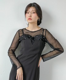 【kana】 お呼ばれ・パーティードレス オケージョン Kana ドレス レース ケープ風 ボレロ フレア キャミワンピース