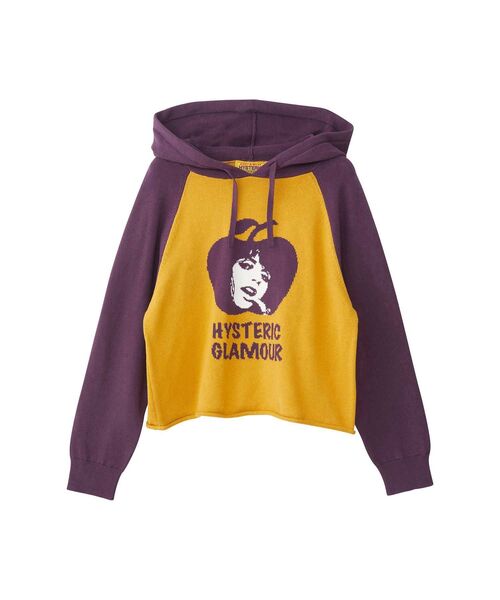 HYSTERIC GLAMOUR - HYSTERIC GLAMOUR / ヒステリックグラマー | HYS LOGOアップリケ フェザープルオーバーニット ユニセックス | F | ブラック | レディース HYSTERIC GLAMOUR（ヒステリックグラマー）の「HYS LOGO