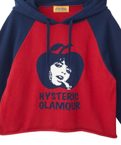HYSTERIC GLAMOUR（ヒステリックグラマー）の「APPLE GIRL編込 パーカー（ニット/セーター・レディース・ブラック/レッド/イエロー・FREE）」の7枚目の写真