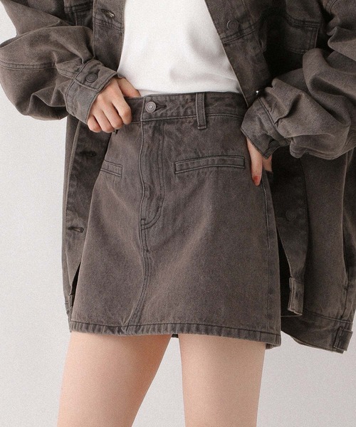 Heather（ヘザー）の「Denim 台形ミニスカート　594931（デニムスカート・レディース・ブラウン/ダークグレー/グレー系・S/M）」の3枚目の写真