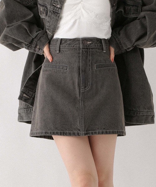 Heather（ヘザー）の「Denim 台形ミニスカート　594931（デニムスカート・レディース・ブラウン/ダークグレー/グレー系・S/M）」の2枚目の写真