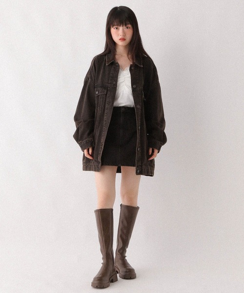 Heather（ヘザー）の「Denim 台形ミニスカート　594931（デニムスカート・レディース・ブラウン/ダークグレー/グレー系・S/M）」の4枚目の写真