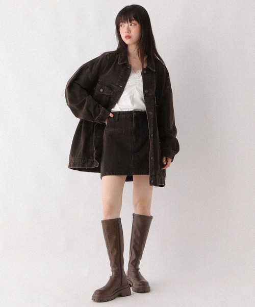 Heather（ヘザー）の「Denim 台形ミニスカート　594931（デニムスカート・レディース・ブラウン/ダークグレー/グレー系・S/M）」の5枚目の写真