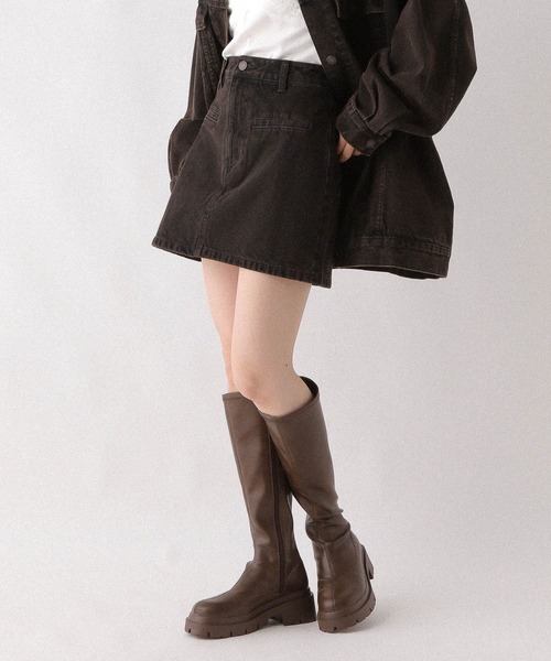 Heather（ヘザー）の「Denim 台形ミニスカート　594931（デニムスカート・レディース・ブラウン/ダークグレー/グレー系・S/M）」の6枚目の写真