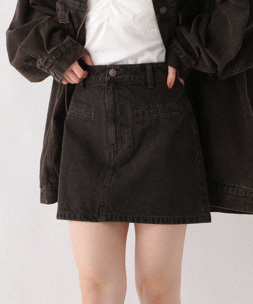Heather（ヘザー）の「Denim 台形ミニスカート　594931（デニムスカート・レディース・ブラウン/ダークグレー/グレー系・S/M）」の7枚目の写真