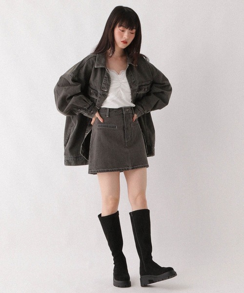 Heather（ヘザー）の「Denim 台形ミニスカート　594931（デニムスカート・レディース・ブラウン/ダークグレー/グレー系・S/M）」の9枚目の写真