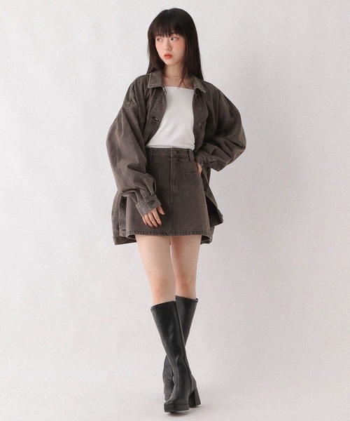 Heather（ヘザー）の「Denim 台形ミニスカート　594931（デニムスカート・レディース・ブラウン/ダークグレー/グレー系・S/M）」の10枚目の写真