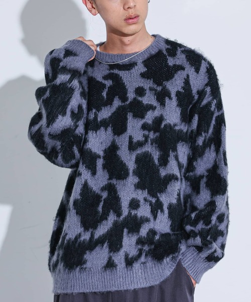 MDR（エムディアール）の「『モヘアタッチジャカードニット』（ニット/セーター・メンズ・グレー系その他2/ブラック/ボルドー/ブラック系2/グレー・L/M）」の3枚目の写真