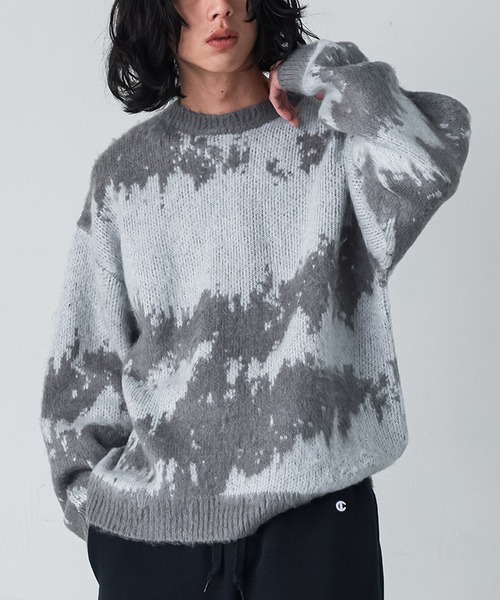 MDR（エムディアール）の「『モヘアタッチジャカードニット』（ニット/セーター・メンズ・グレー系その他2/ブラック/ボルドー/ブラック系2/グレー・L/M）」の4枚目の写真