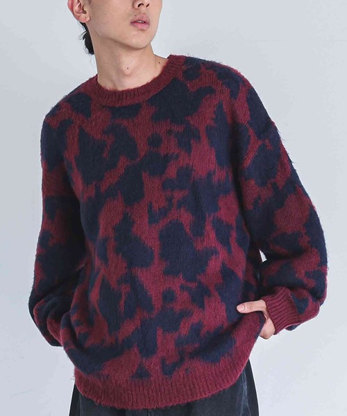 MDR（エムディアール）の「『モヘアタッチジャカードニット』（ニット/セーター・メンズ・グレー系その他2/ブラック/ボルドー/ブラック系2/グレー・L/M）」の5枚目の写真