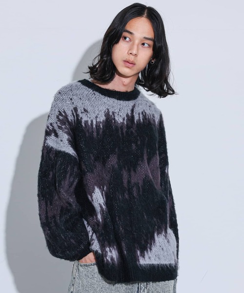 MDR（エムディアール）の「『モヘアタッチジャカードニット』（ニット/セーター・メンズ・グレー系その他2/ブラック/ボルドー/ブラック系2/グレー・L/M）」の8枚目の写真