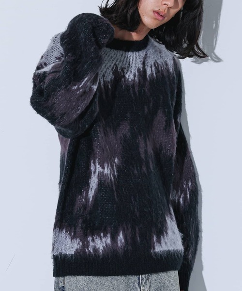 MDR（エムディアール）の「『モヘアタッチジャカードニット』（ニット/セーター・メンズ・グレー系その他2/ブラック/ボルドー/ブラック系2/グレー・L/M）」の10枚目の写真