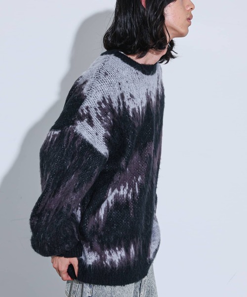 MDR（エムディアール）の「『モヘアタッチジャカードニット』（ニット/セーター・メンズ・グレー系その他2/ブラック/ボルドー/ブラック系2/グレー・L/M）」の17枚目の写真