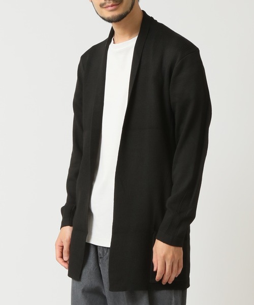 ARCADE（アーケード）の「縦織り柄でスマートに魅せる！ 春の着流しボタンレスロングカーディガン（カーディガン/ボレロ・メンズ・ライトグレー/グレイッシュベージュ/ワイン/ブラック/ネイビー・XL/L/M）」の2枚目の写真