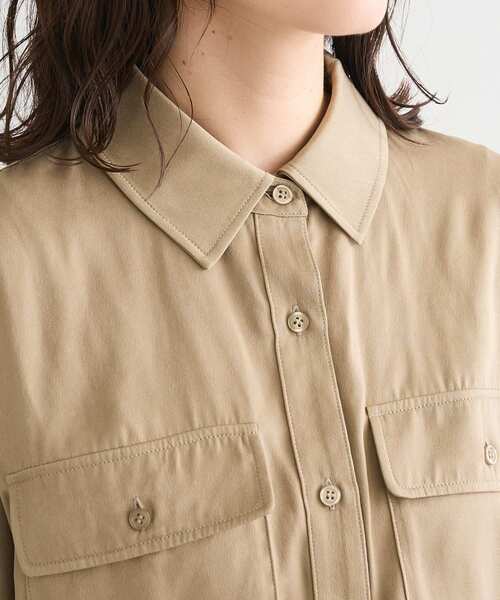 Sugar spoon（シュガースプーン）の「・SUGAR SPOON サテンオーバーシャツ（シャツ/ブラウス・レディース・チャコールグレー/ブラック/ベージュ・FREE）」の17枚目の写真