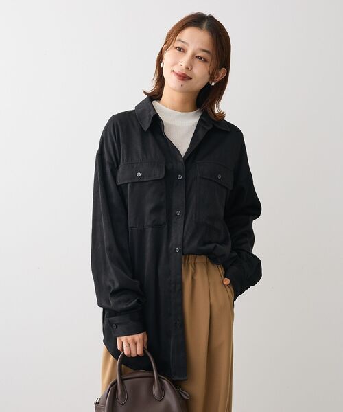 Sugar spoon（シュガースプーン）の「・SUGAR SPOON サテンオーバーシャツ（シャツ/ブラウス・レディース・チャコールグレー/ブラック/ベージュ・FREE）」の22枚目の写真