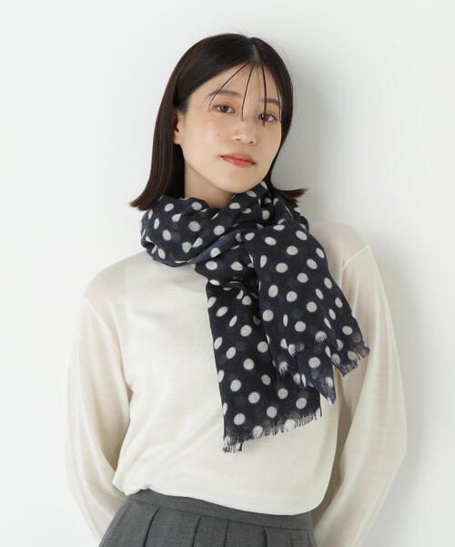 Glen Prince(グレンプリンス)の「◆【Glen Prince】ドットストール(ストール/ショール・レディース・シルバー系その他2/ダークインディゴブルー・フリ-)」の6枚目の写真