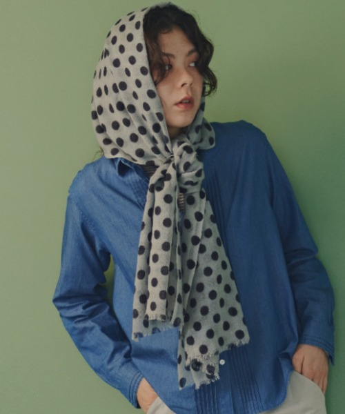 Glen Prince(グレンプリンス)の「◆【Glen Prince】ドットストール(ストール/ショール・レディース・シルバー系その他2/ダークインディゴブルー・フリ-)」の11枚目の写真