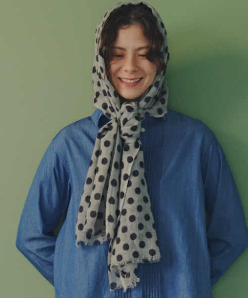 Glen Prince(グレンプリンス)の「◆【Glen Prince】ドットストール(ストール/ショール・レディース・シルバー系その他2/ダークインディゴブルー・フリ-)」の12枚目の写真