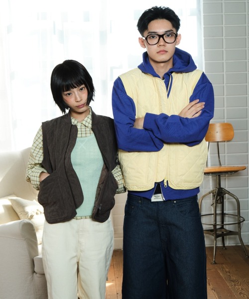 common gull products.(コモンガルプロダクツ)の「ぬるい風と一緒にキルティングベスト(その他アウター・レディース・ブラウン系/グレー系/イエロー系・LARGE/MEDIUM/SMALL)」の9枚目の写真