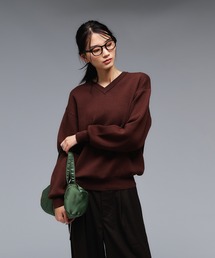 Adoon plain(Ah[v[)SHALLOW V-NECK MILANO RIB KNIT / VlbNx[VbNjbg(jbg/Z[^[)