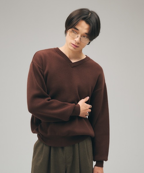 SHALLOW V-NECK MILANO RIB KNIT / 浅Vネックベーシックミラノ