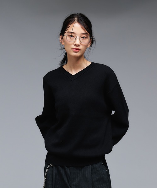 ブラック/Sサイズ♬長袖ニット セーター GORGE（ゴージ）の「《USAフラッグ×オーバーシルエット》レディース