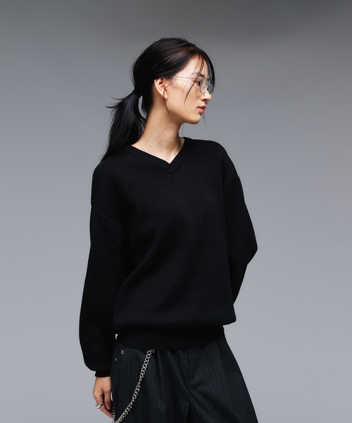Adoon plain(アドーンプレーン)の「SHALLOW V-NECK MILANO RIB KNIT / 浅Vネックベーシックミラノリブニット(ニット/セーター・メンズ・ブラック/ライトグレー/ブラウン/ネイビー・MEDIUM/LARGE)」の17枚目の写真