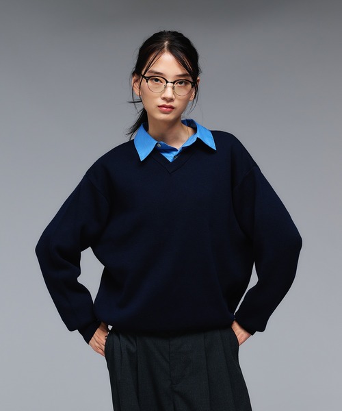 SHALLOW V-NECK MILANO RIB KNIT / 浅Vネックベーシックミラノ