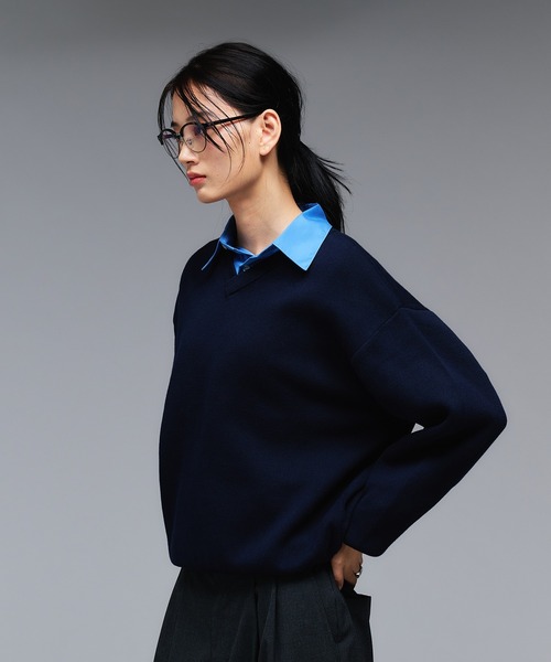 Adoon plain(アドーンプレーン)の「SHALLOW V-NECK MILANO RIB KNIT / 浅Vネックベーシックミラノリブニット(ニット/セーター・メンズ・ブラック/ライトグレー/ブラウン/ネイビー・MEDIUM/LARGE)」の22枚目の写真
