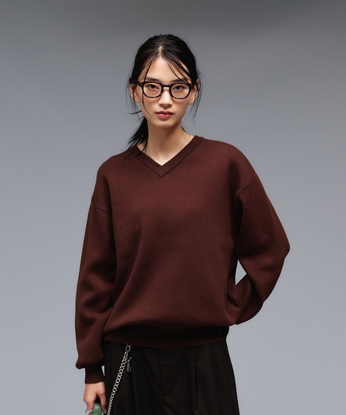 loin nuit ロワンニュイ mideal チェックデザインフレアVニット loin nuit ロワンニュイ mideal チェックデザインフレアVニット favclo