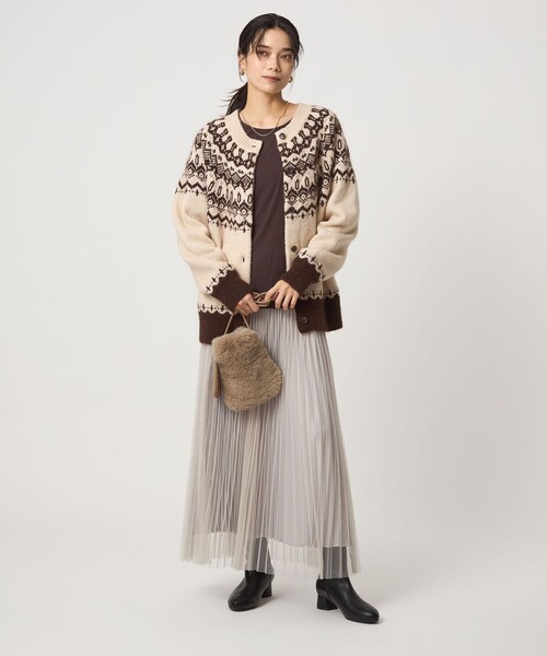 ノルディック ジャガード カーディガン（カーディガン/ボレロ）｜green