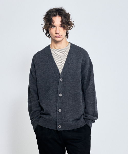 ABAHOUSE（アバハウス）の「ウールミックス ブークレーニット カーディガン（カーディガン/ボレロ・メンズ・ピンクベージュ/ブラック/グレー・46/48）」の3枚目の写真