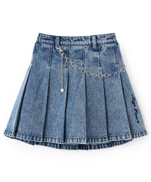 飾りチェーンつき　デニム・合皮　スカパン