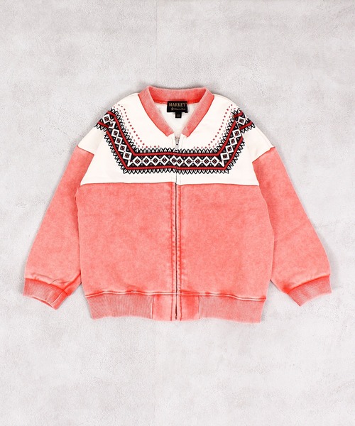 MARKEY'S(마키즈)의 「눈무늬 풀 Zip 스웨트(스웨트)」｜레드