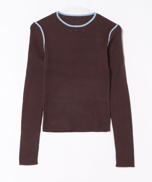 STYLEBLOCK（スタイルブロック）の「バイカラーニットクルーネックプルオーバー（ニット/セーター・レディース・ブラウン/アイボリー/ブラック/グレー・M）」の4枚目の写真