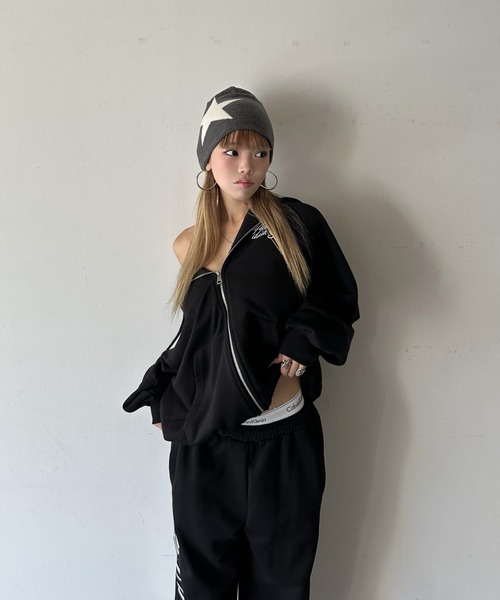 オーバーサイズ フーディー ジップパーカー（パーカー）｜d.i.a.