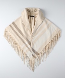 Right-on | 【HONEYSUCKLE ROSE】チェック柄ポンチョストール（チェック柄/起毛素材/保温性/ボタン付き/フリンジデザイン）(ストール/ショール)