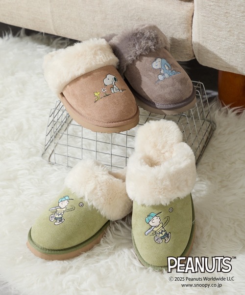 ORiental TRaffic（オリエンタルトラフィック）の「PEANUTS デザイン ファー ルームシューズ /G-0501(S)（その他シューズ・レディース・グレー/ベージュ/グリーン・M/L）」の6枚目の写真