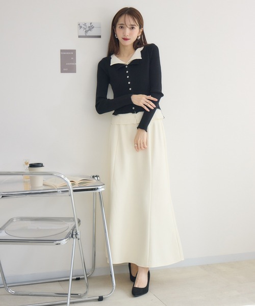 RU.TI.LE(ルチル)の「【RU.TI.LE】バイカラーレイヤードニット(ニット/セーター・レディース・ベージュ/ブラック・MEDIUM)」の3枚目の写真