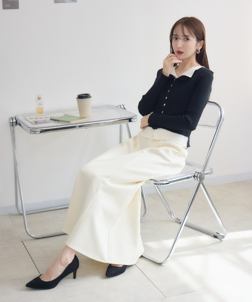 RU.TI.LE(ルチル)の「【RU.TI.LE】バイカラーレイヤードニット(ニット/セーター・レディース・ベージュ/ブラック・MEDIUM)」の11枚目の写真