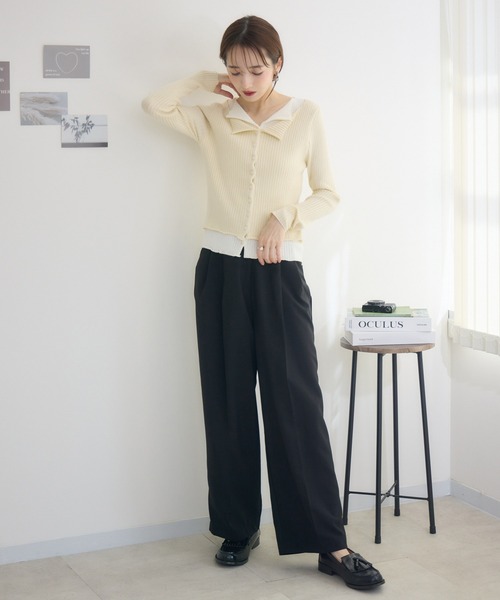 RU.TI.LE(ルチル)の「【RU.TI.LE】バイカラーレイヤードニット(ニット/セーター・レディース・ベージュ/ブラック・MEDIUM)」の15枚目の写真