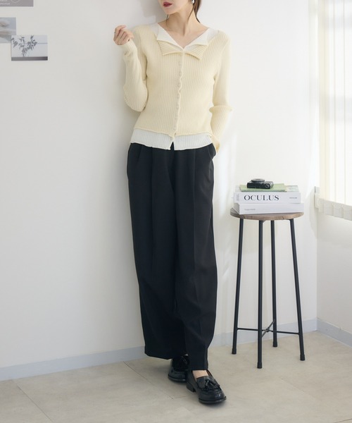 RU.TI.LE(ルチル)の「【RU.TI.LE】バイカラーレイヤードニット(ニット/セーター・レディース・ベージュ/ブラック・MEDIUM)」の16枚目の写真