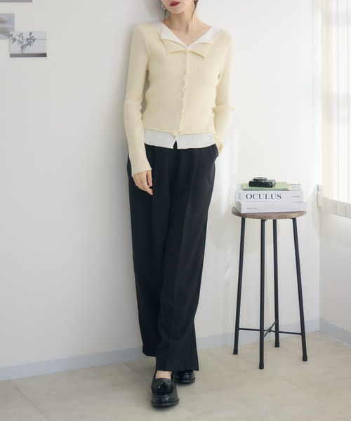 RU.TI.LE(ルチル)の「【RU.TI.LE】バイカラーレイヤードニット(ニット/セーター・レディース・ベージュ/ブラック・MEDIUM)」の17枚目の写真